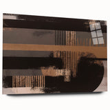 Abstract wall art featuring vibrant strokes and lines in a contemporary design, displayed in a sleek acrylic glass frame, showcasing its modern aesthetic.