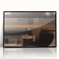 Abstract wall art featuring dynamic strokes and lines in vibrant colors, framed with a sleek black border, adding a modern touch to any decor.