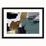 Abstract strokes and lines design wall art collection framed in black with a mat, showcasing modern artistic elements ideal for contemporary home decor.