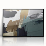 Framed acrylic wall art featuring an abstract design with bold strokes and lines in a striking black color, ideal for contemporary home decor and artistic expression.