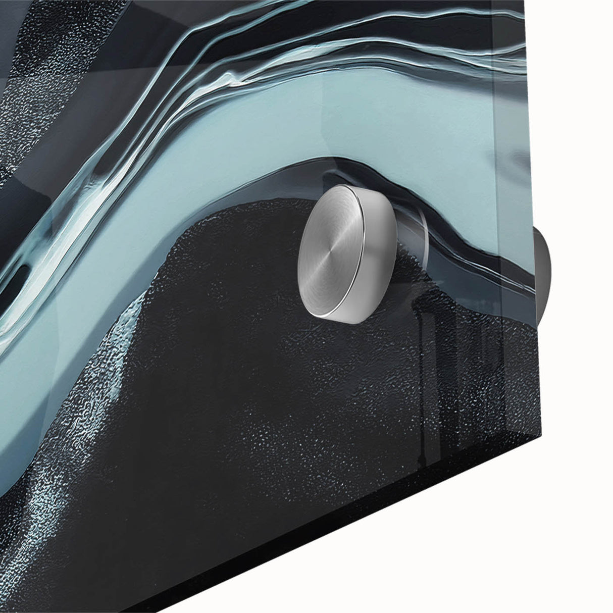 Close-up of an abstract wall art design featuring vibrant strokes and lines in bold colors, showcased in an acrylic glass frame, ideal for modern decor.