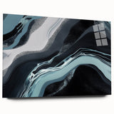 Abstract strokes and lines design on acrylic glass wall art, showcasing vibrant colors and modern aesthetics, perfect for contemporary home decor.