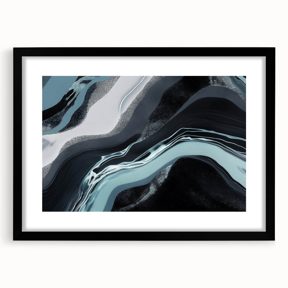 Abstract wall art featuring a captivating design of colorful strokes and lines, framed with a sleek black mat, perfect for modern home decor. Ideal for enhancing any living space with a touch of contemporary elegance.