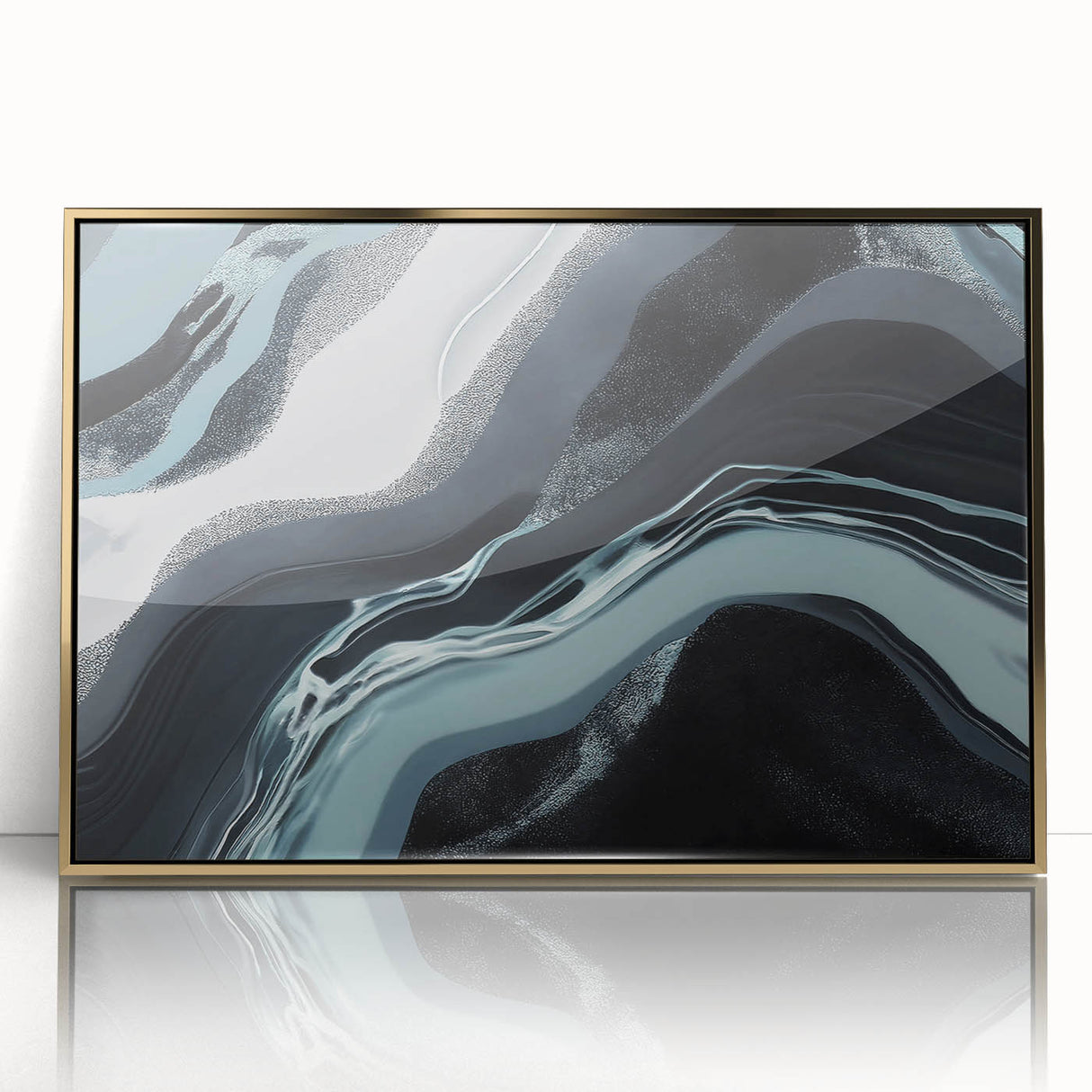 Abstract wall art featuring an intricate design of overlapping strokes and lines in gold and neutral tones, elegantly framed, perfect for modern home decor.