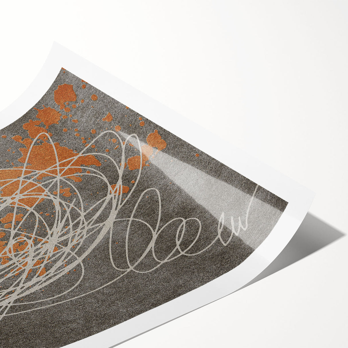 Abstract strokes and lines design wall art print featuring vibrant colors and dynamic patterns, perfect for modern home decor. Rolled and ready for framing.