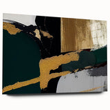 Abstract wall art design featuring colorful strokes and lines, displayed in a sleek acrylic glass frame. Ideal for modern decor, adding a vibrant touch to any room.