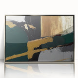 Framed acrylic wall art featuring an abstract design of colorful strokes and lines in silver tones, ideal for modern home decor, enhancing any living space with a contemporary touch.