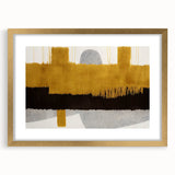 Abstract strokes and lines design wall art framed in gold, showcasing a modern aesthetic. Perfect for contemporary home decor, adding elegance and style.