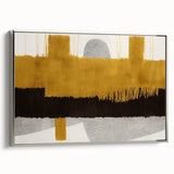 Framed canvas wall art showcasing an abstract design of colorful strokes and lines, featuring a sleek silver frame, ideal for modern home decor.