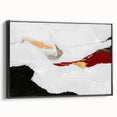 Framed wall art showcasing an abstract design of colorful strokes and lines, set against a black backdrop, ideal for modern decor.