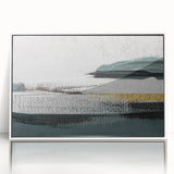 Framed abstract wall art featuring colorful strokes and lines design, presented in a sleek white frame, perfect for modern home decor. Ideal for adding a vibrant touch to any living space.