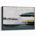 Framed canvas wall art showcasing an abstract design with colorful strokes and lines, presented in a sleek black frame, ideal for modern decor.