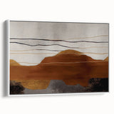 Framed canvas wall art featuring an abstract design of colorful strokes and lines on a white background, showcasing a modern artistic style ideal for home decor.