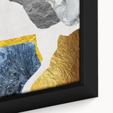 Close-up of an abstract strokes and lines design framed canvas wall art, showcasing vibrant colors and intricate textures, perfect for contemporary home decor.