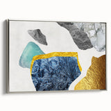 Framed wall art piece showcasing an abstract design of strokes and lines in varying shades of grey and silver, enhancing modern decor aesthetics with a sophisticated touch.