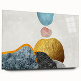 Abstract strokes and lines design wall art collection displayed in an acrylic glass frame, showcasing vibrant colors and modern aesthetic suitable for contemporary decor.