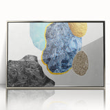 Framed abstract wall art featuring dynamic strokes and lines in silver and white hues, perfect for modern decor. Ideal for enhancing contemporary living spaces.