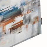 Abstract wall art design featuring vibrant strokes and lines in shades of blue, yellow, and pink, showcasing a modern aesthetic suitable for contemporary home decor.