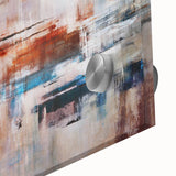 Abstract wall art design showcasing vibrant strokes and lines in various colors, elegantly displayed on acrylic glass for a modern decor aesthetic.