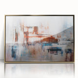 Framed wall art featuring an abstract design with golden strokes and lines, elegantly displayed in an acrylic frame, perfect for modern decor and enhancing interior aesthetics.