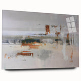 Abstract wall art featuring colorful strokes and lines on acrylic glass, showcasing vibrant hues of blue, yellow, and red in a modern design. Ideal for contemporary decor.