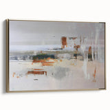Framed wall art showcasing an abstract design of gold strokes and lines on a textured canvas, ideal for modern home decor. Perfect for adding elegance to any room.