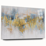 Abstract strokes and lines design wall art featuring vibrant colors and intricate patterns, displayed in an elegant acrylic glass frame, enhancing modern decor.