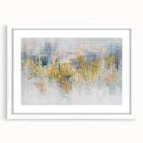 Abstract wall art print showcasing vibrant strokes and lines in a modern design, framed with a white mat, ideal for contemporary home decor.