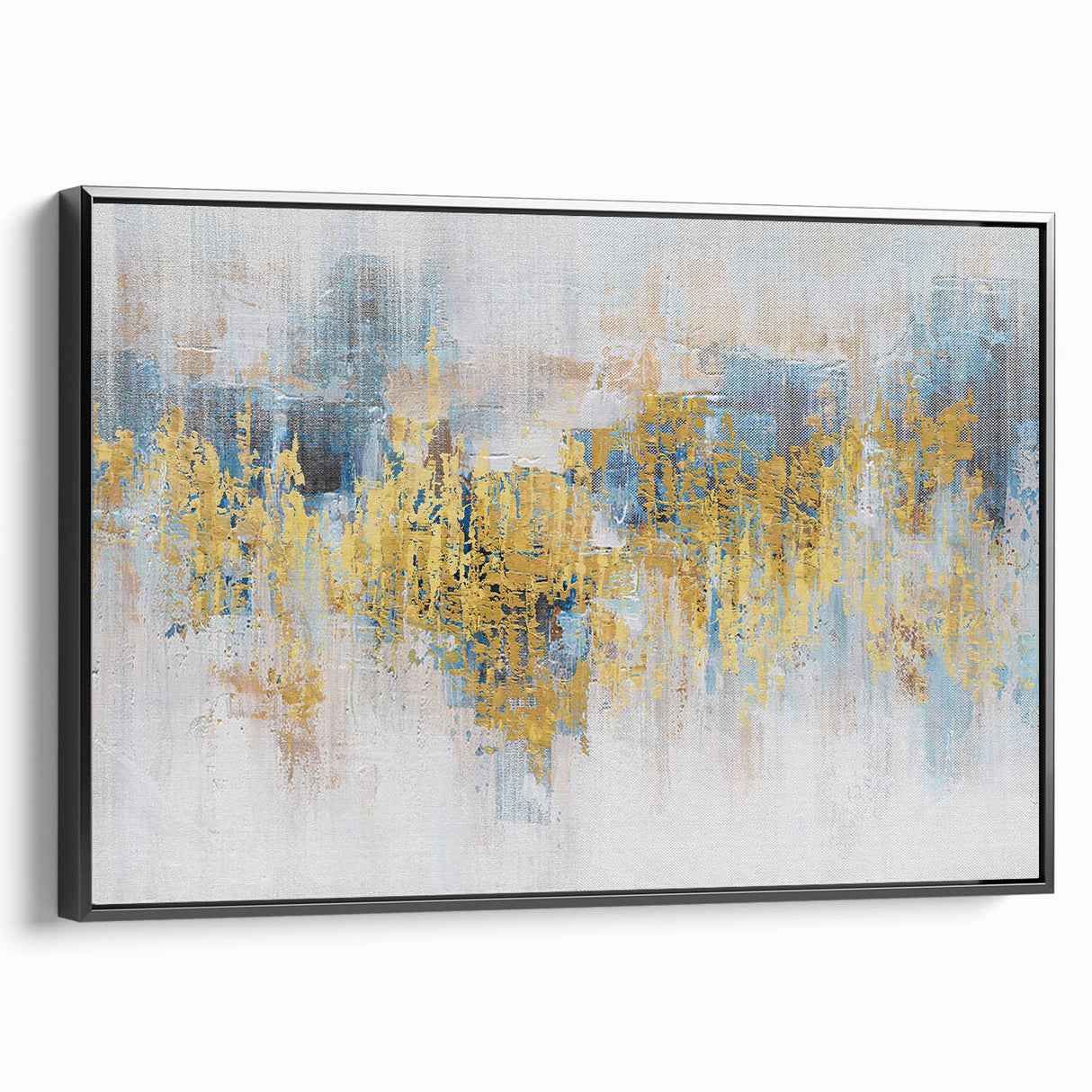 Framed canvas wall art displaying an abstract design of strokes and lines in bold black and white, showcasing modern decor style for contemporary interiors.