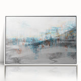 Framed acrylic wall art featuring an abstract design of colorful strokes and lines, displayed against a white background, perfect for modern home decor.