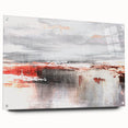 Abstract wall art design featuring colorful strokes and lines on acrylic glass, displayed in a side view with decorative pins, perfect for modern home decor.