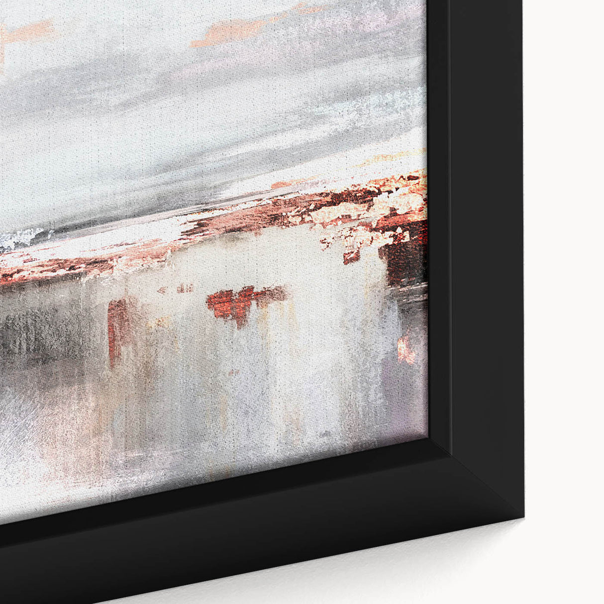 Close-up of abstract strokes and lines design in a framed canvas wall art, showcasing vibrant colors and intricate details, perfect for modern home decor.