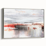 Framed wall art featuring an abstract design of colorful strokes and lines, set against a sleek silver frame, showcasing a modern aesthetic perfect for contemporary decor.