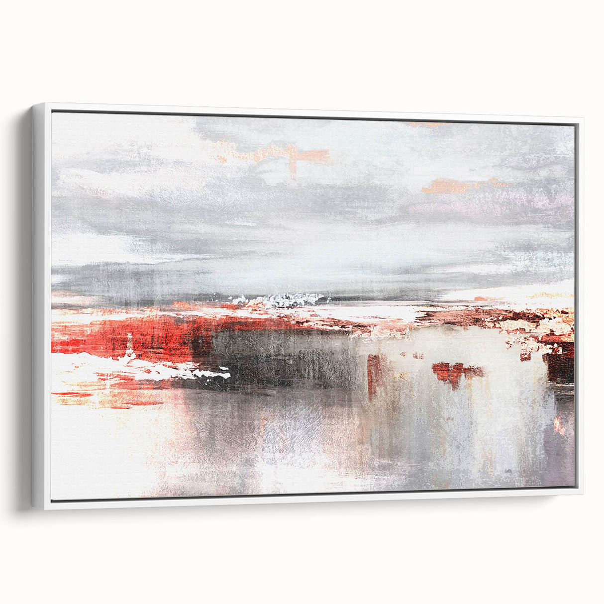 Framed canvas wall art showcasing an abstract design of colorful strokes and lines in a modern aesthetic, displayed from a side view against a bright background. Perfect for contemporary home decor.