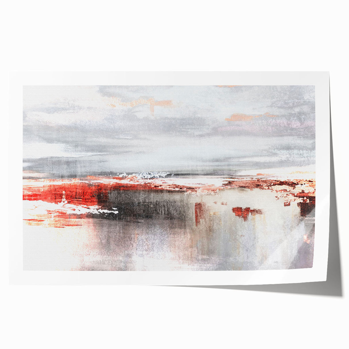 Abstract wall art print showcasing vibrant strokes and lines in shades of blue, orange, and yellow, ideal for modern home decor. Perfect for adding a contemporary touch to living spaces.