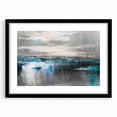Abstract wall art featuring dynamic strokes and lines in a black frame with a mat, showcasing a modern design that enhances contemporary decor. Perfect for adding a stylish touch to any room.