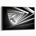 Framed canvas featuring a black and white abstract landscape, ideal for bedroom wall art.
