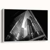 Framed canvas featuring a monochrome abstract landscape, ideal for bedroom wall art with a vintage poster art style.