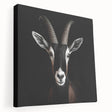 Side view of a stretched canvas featuring a striking antelope design, showcasing vibrant colors and intricate details, perfect for wildlife-themed home decor.