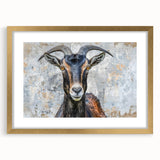 Antelope-themed wall art design in a gold frame with matting, showcasing vibrant colors and intricate details, perfect for enhancing home decor.