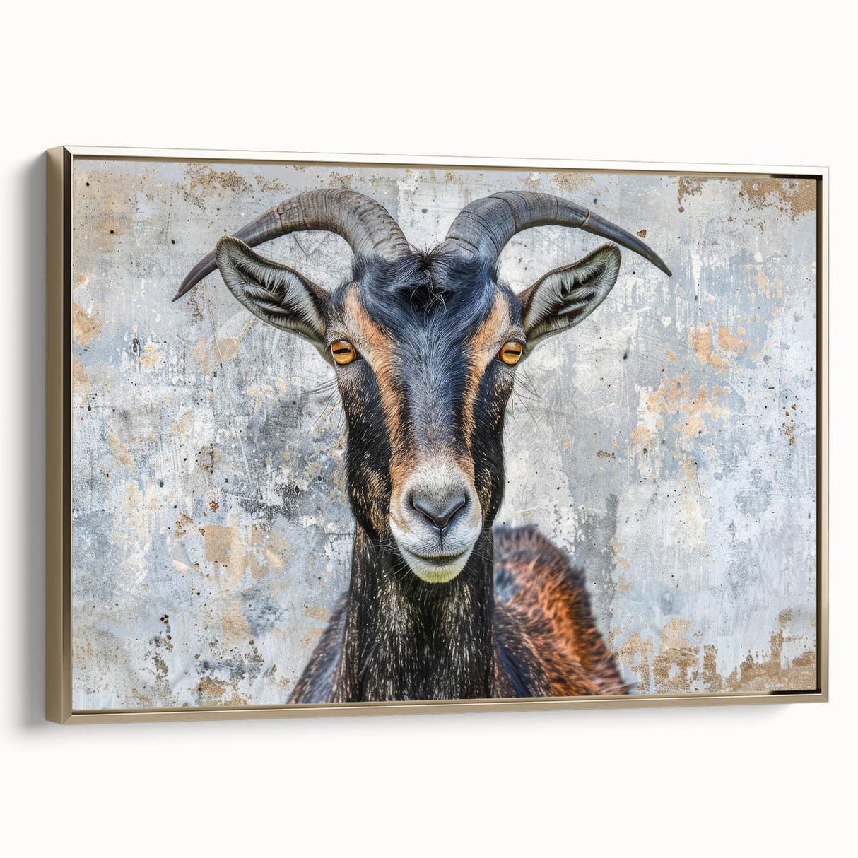 Framed wall art featuring a stunning gold-toned antelope design, showcasing intricate details and vibrant colors, perfect for enhancing modern home decor.