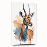 Side view of a modern acrylic glass wall art piece featuring a vibrant antelope design, showcasing intricate colors and textures, ideal for wildlife-themed decor.