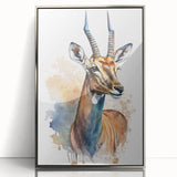 Framed acrylic wall art featuring a stylized antelope design in silver, showcasing intricate details and modern aesthetics, perfect for wildlife enthusiasts.