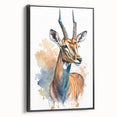 Framed canvas wall art depicting a striking antelope design, showcasing vibrant colors and intricate details, perfect for enhancing home decor with a wild life theme.