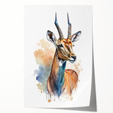 Antelope wall art print featuring vibrant colors and intricate patterns, designed for wildlife enthusiasts, rolled and ready for framing or display.
