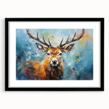 Antelope-themed wall art framed in black, showcasing a vibrant design on a mat background, perfect for enhancing modern home decor with a touch of wildlife aesthetics.