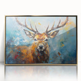 Framed wall art featuring a striking gold-accented antelope design, showcasing intricate details and vibrant colors, perfect for enhancing modern decor.