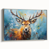 Framed canvas wall art featuring a silver-toned antelope design, showcasing intricate details and textures, ideal for animal lovers and modern decor enthusiasts.