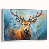 Framed wall art featuring a side view of a graceful antelope in a natural setting, with soft white background and vibrant colors, perfect for wildlife enthusiasts.