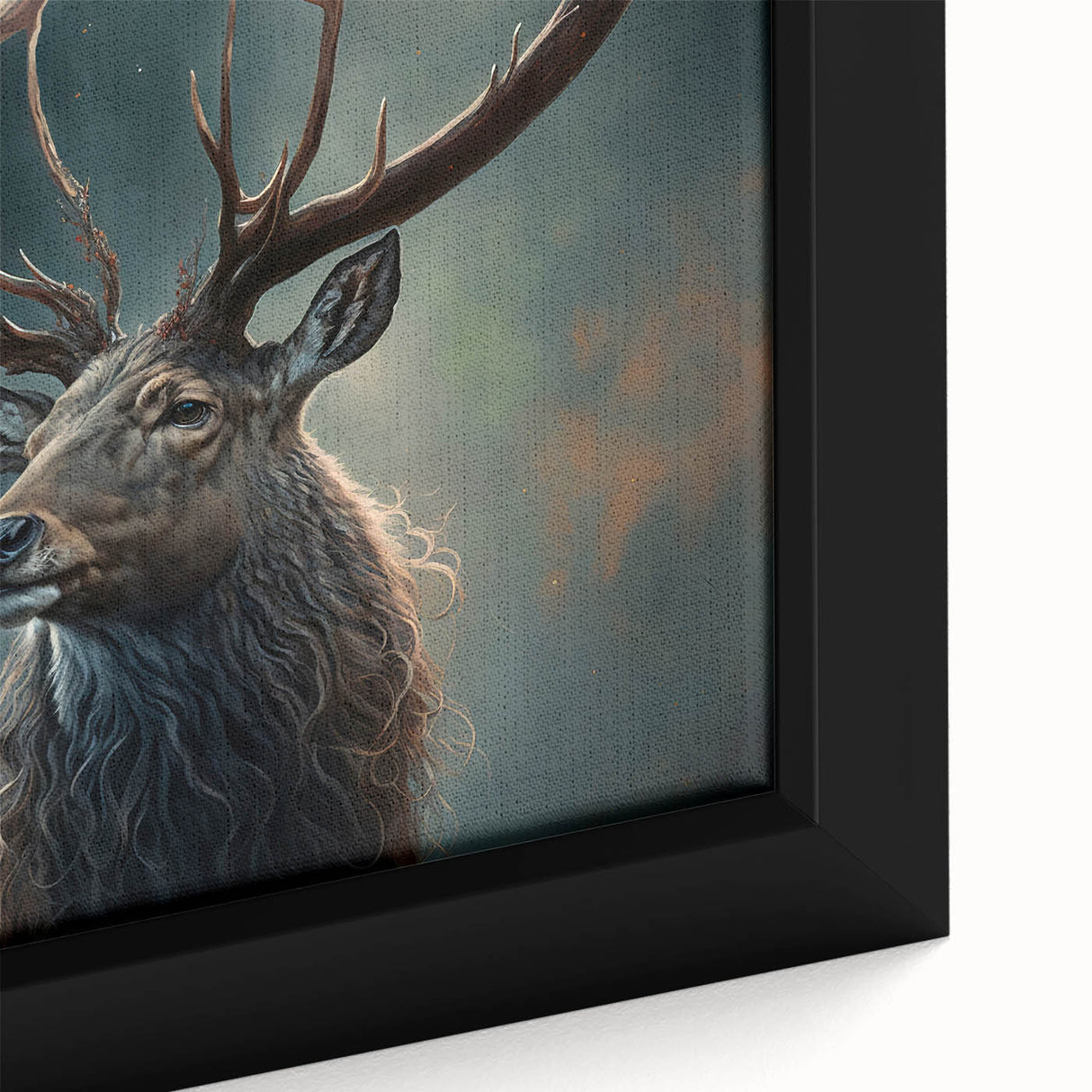 Close-up of a beautifully framed canvas wall art piece featuring an African antelope design, showcasing vibrant colors and intricate details, perfect for wildlife enthusiasts and home decor.